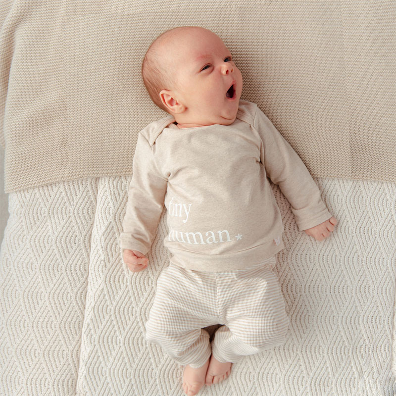 BESS newborn broekje sand-off-white gestreept - Afbeelding 4